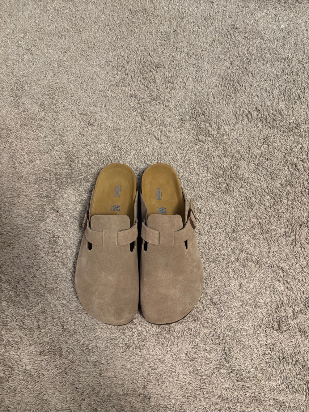 Birkenstock Taupe Suede Slip-On Clogs